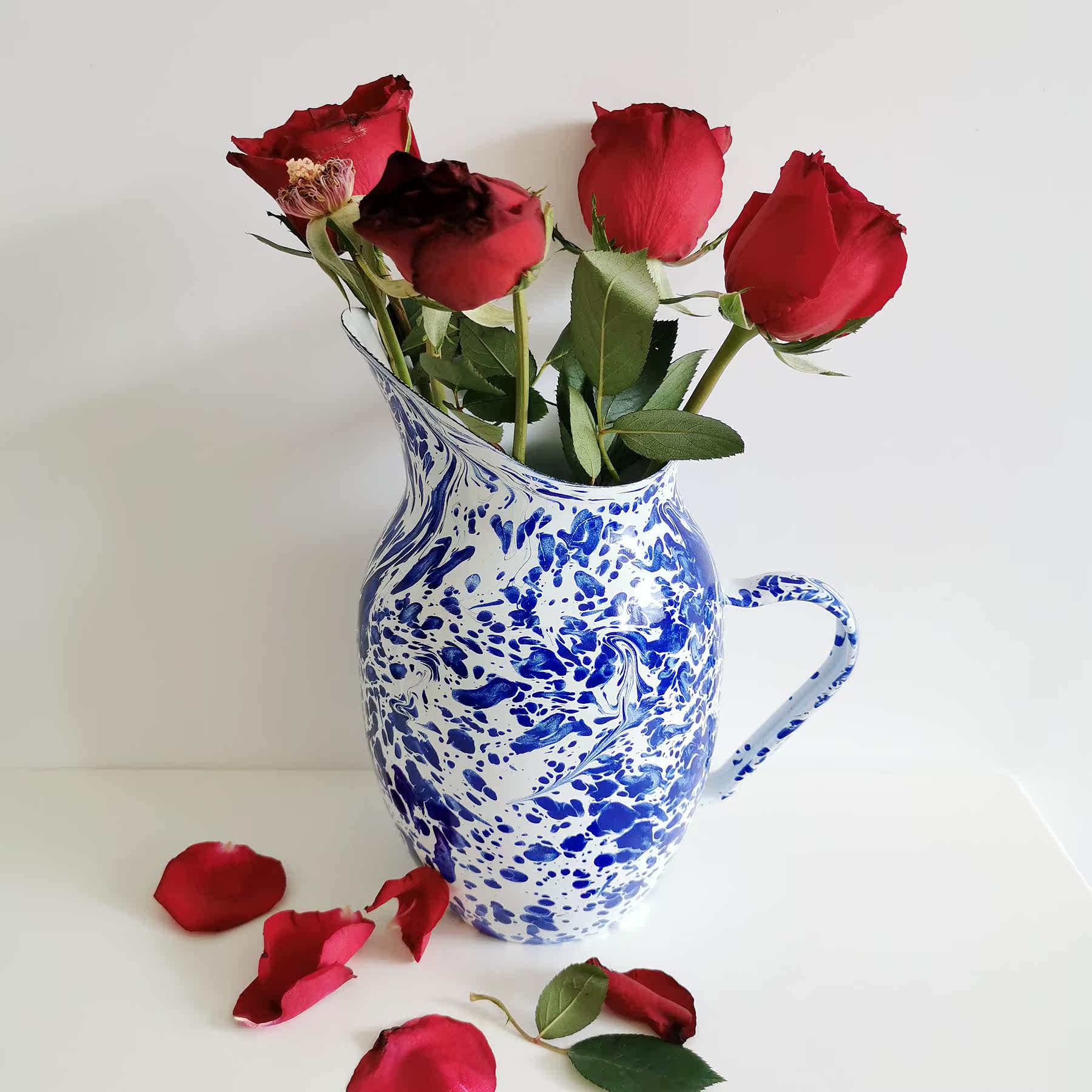 Korean in enamel vase large deep water peel flower vessels living room dry vase creative fittings Nordic