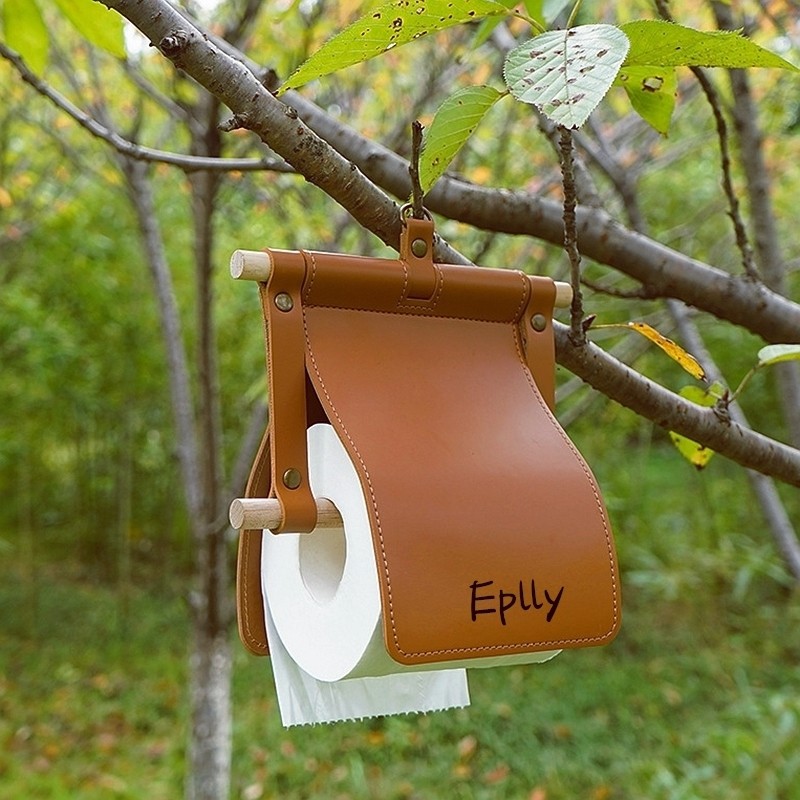 Cosmetic room tissue shelves to prevent water northern European wind modern simple manual leather toilet roll toilet wall mounted