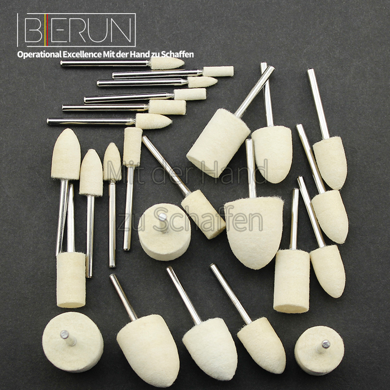 Imported wool grinding wheel metal jade glass mirror polishing grinding head polishing felt wheel handle 3mm