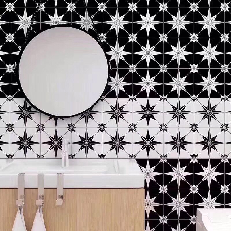 Nordic black and white tiles 200x200 dining room bar small floor tiles balcony kitchen and bathroom non-slip floor tiles wall tiles