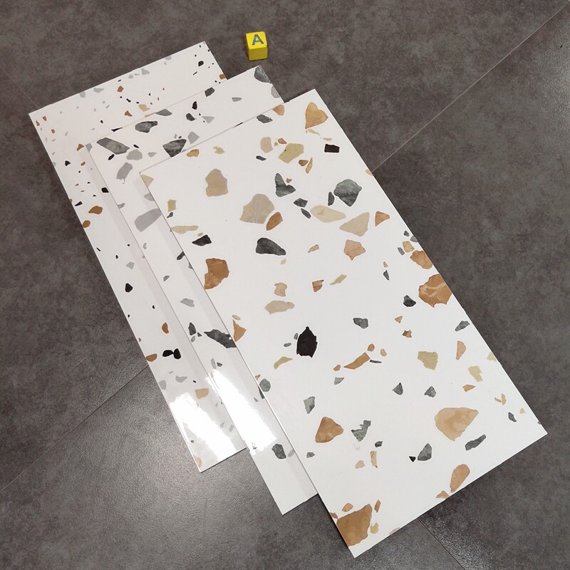 Color tile bright large particle terrazzo wall tile 300x600 kitchen makeup interior wall tile non-slip floor tile