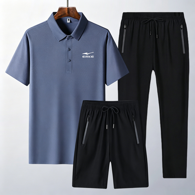 Hongxing Erke Dad's Summer Outfit 2026 New Set Men's Ice Silk Short-Sleeve T-Shirt Elderly Father's Day Clothes Hongxing Erke Dad's Summer Outfit 2026 New Set Men's Ice Silk Short-Sleeve T-Shirt Elderly Father's Day Clothes