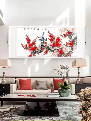 Special offer Living room decoration Chinese painting Peony painting Plum blossom Famous hand-painted calligraphy and painting authentic flowers and birds banner Bedroom has been mounted