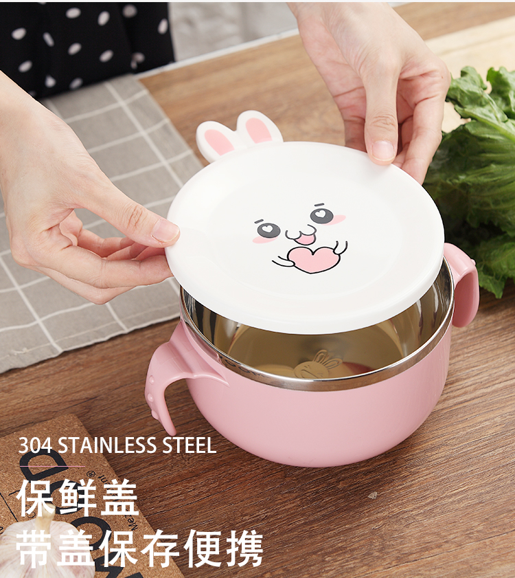 Sáng tạo dễ thương thép không gỉ hộp cơm trưa nhân viên văn phòng hộp cơm cầm tay nhà nấu ăn bát mì có tay cầm - Hộp cơm điện sưởi ấm hộp cơm hâm nóng lock&lock