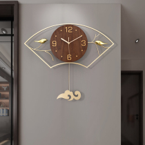 Modern Catalpa wall clock personality artist home living room clock fashion creative clock New Chinese Wall quartz clock