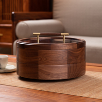 Light luxury black walnut solid wood fruit plate ornaments fruit snacks candy box living room household coffee table nut storage box