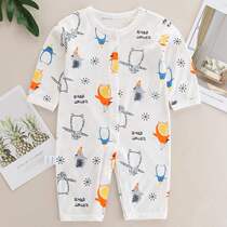 Total Cotton Age Baby One-piece Dress Long Sleeve Pure Cotton Air Conditioning Suit 6 Baby Clothes Summer Thin 3 newborn pyjamas