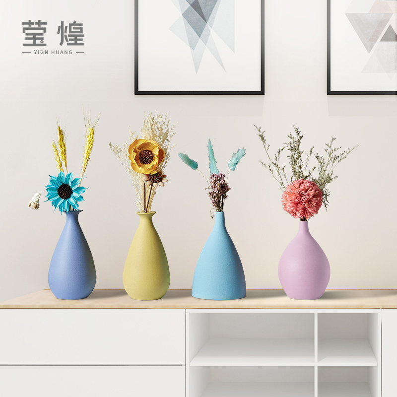 Jingdezhen Nordic minimalist ceramic flower arrangement small vase living room dining table TV cabinet home drying flower decoration