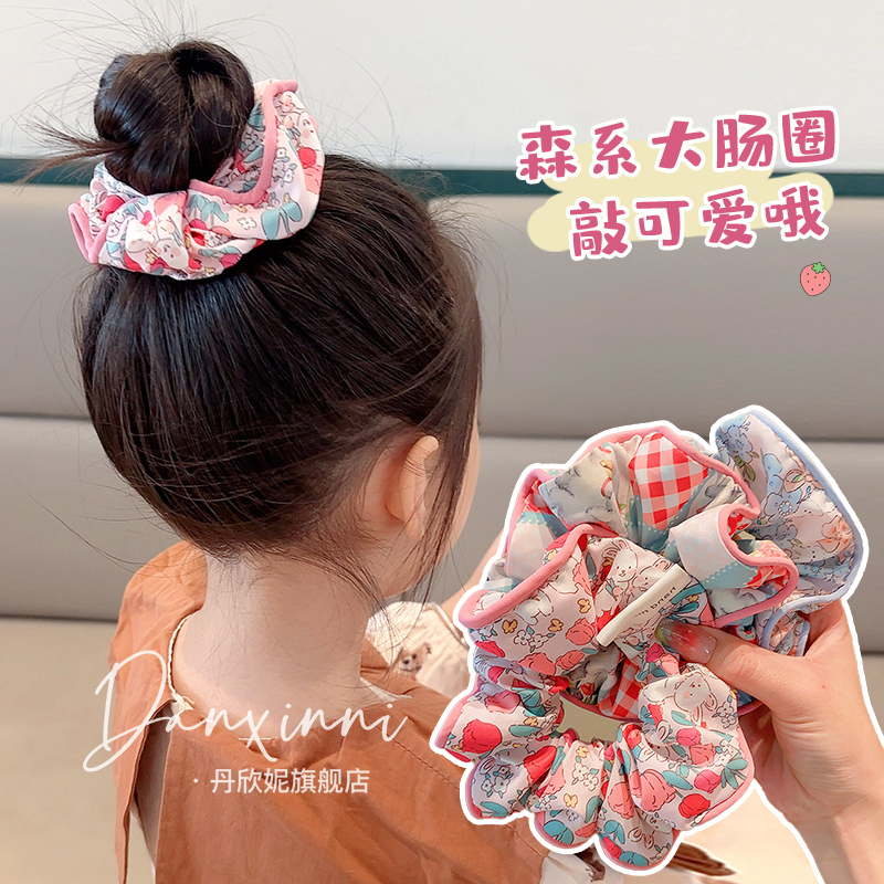 Korean children cute large intestine ring not hurt hair girl balls head rope girl high horse tail cartoon flowers hair ring-Taobao