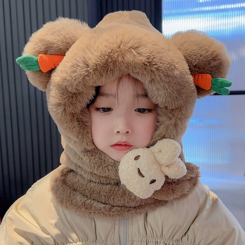 Детская зимняя шапка, флисовый удерживающий тепло шарф, ветрозащитная бархатная кепка для мальчиков, увеличенная толщина