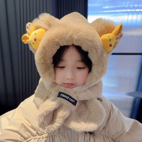 Детская зимняя шапка, флисовый удерживающий тепло шарф, ветрозащитная бархатная кепка для мальчиков, увеличенная толщина