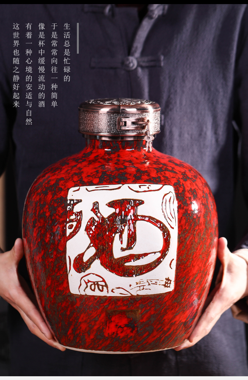 Jingdezhen ceramic jars household seal save it 10 jins 20 jins 30 jins to hoard liquor jugs hip flask