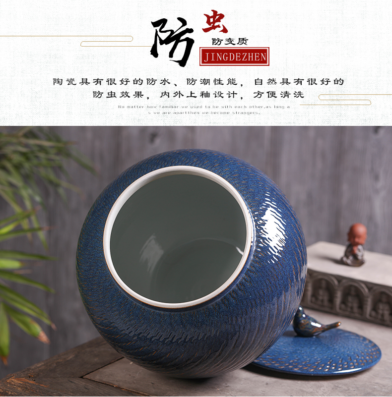 Jingdezhen ceramic tea pot seal carving restoring ancient ways large wake of bread seven pu 'er tea urn storage tanks boxes