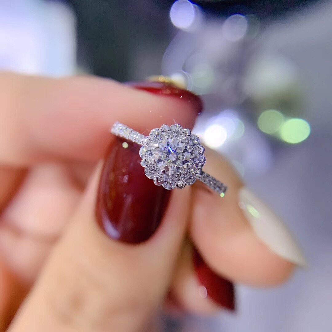 GIA Diamond Ring Popcorn Super Display Diamond 18k Gold Diamond Ring Customizable