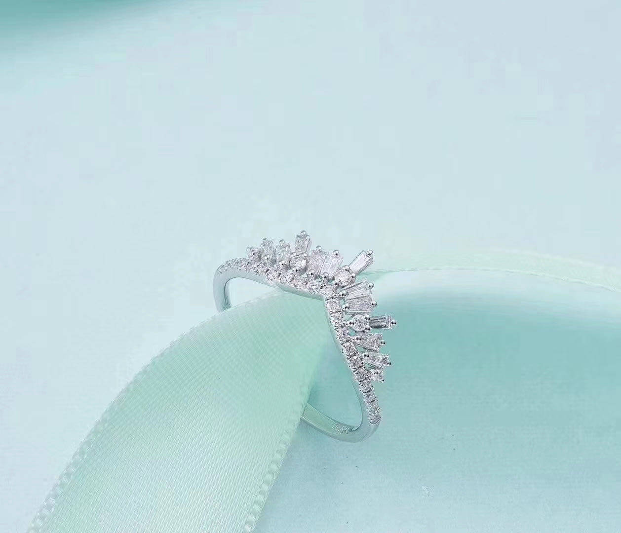 T square crown diamond ring Proposal wedding ring custom platinum empty holder necklace