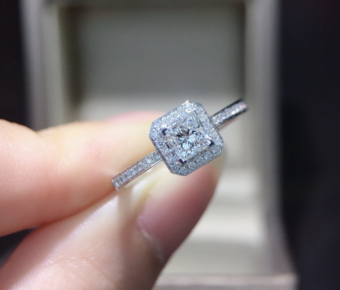 Princess Square Diamond Ring Loose Diamond Princess Square Marriage Proposal Wedding Ring Custom Platinum Empty Holder Necklace