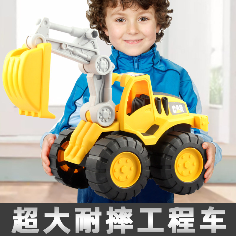 Large-scale wrestling engineering truck excavator toy car children's beach dig dug truck shovel boy inertial car