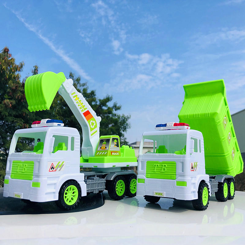 Large fall-resistant engineering vehicle children's inertial excavator bulldozer mixer sanitation vehicle car model toy boy