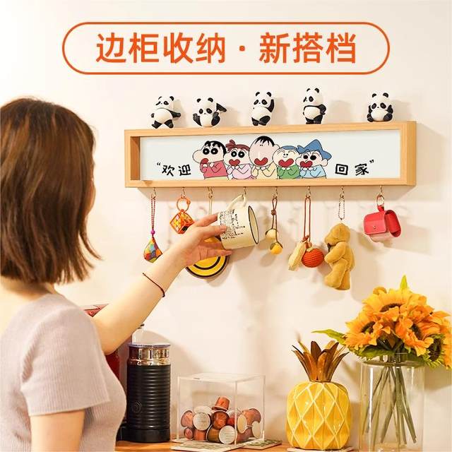 Entrance entrance decoration paintings, crayons, Shin-shiba, no punching wall shelf, door key decoration hook