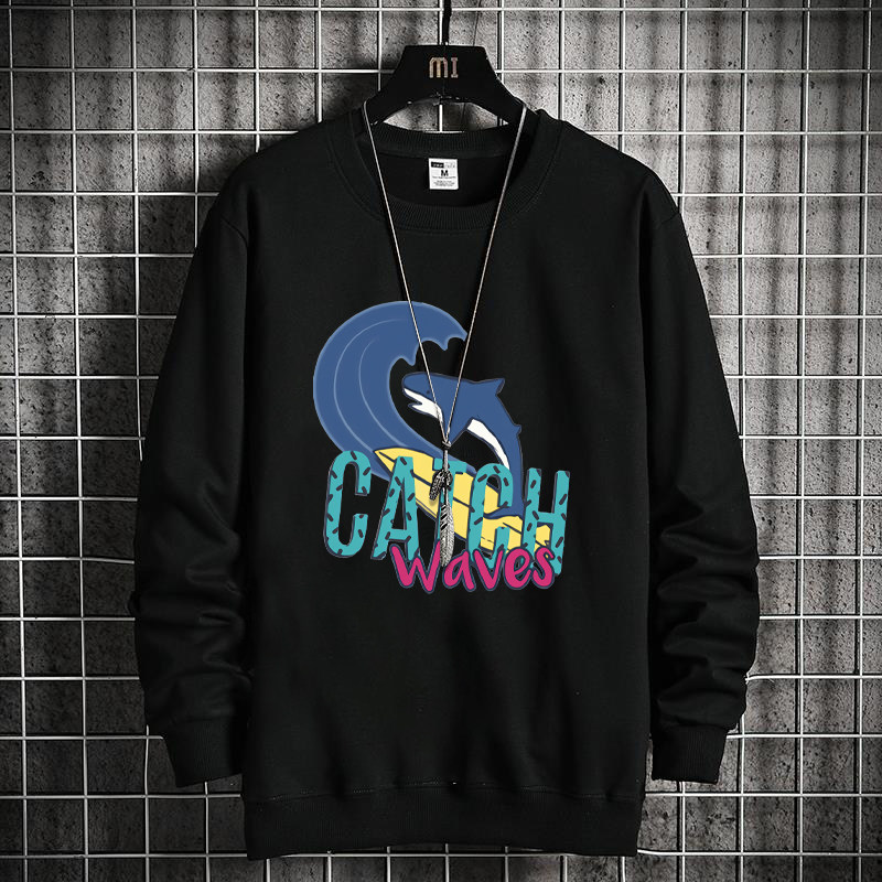 Men's Oversized Cotton Sweatshirt Printed Crew Neck Casual Style_voghion.com