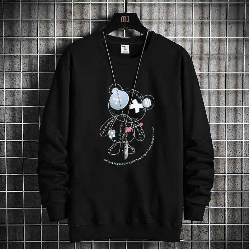 Loose Sweater Men's Spring and Autumn Plus Fat Plus Size Round Party Simple Collar Printed Pure Cotton Long-sleeved T-shirt Sports Bottoming Shirt_voghion.com