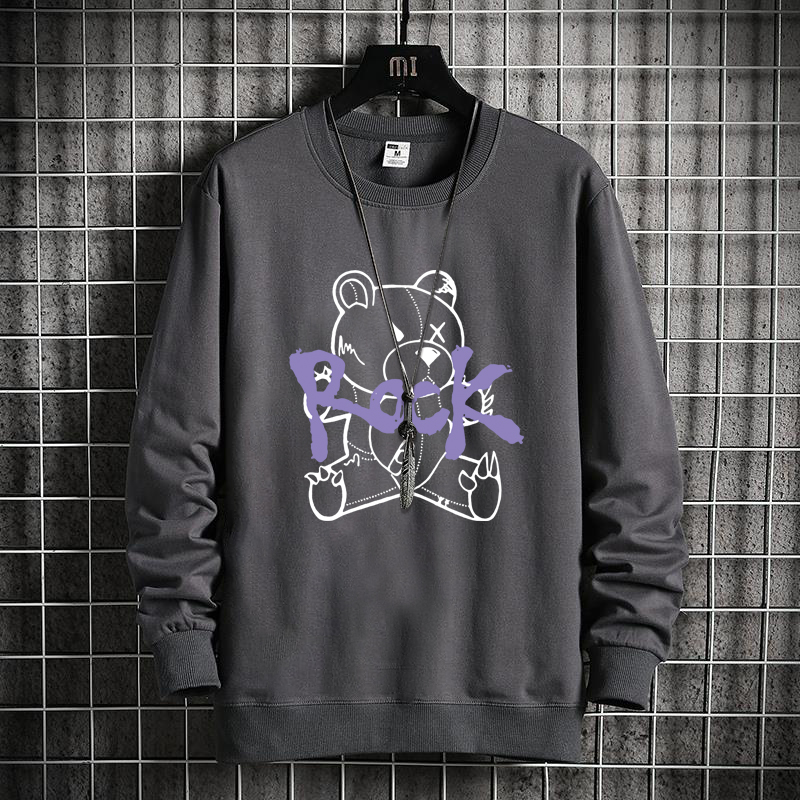 Fat Guy Maglione Casual Largo Uomo Primavera e Autunno Taglie Forti Girocollo Stampato Cotone Maglietta Manica Lunga Sportiva Camicia Inferiore_voghion.com