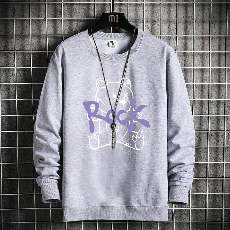 Fat Guy Maglione Casual Largo Uomo Primavera e Autunno Taglie Forti Girocollo Stampato Cotone Maglietta Manica Lunga Sportiva Camicia Inferiore_voghion.com