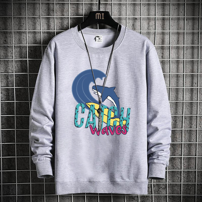 Men's Oversized Cotton Sweatshirt Printed Crew Neck Casual Style_voghion.com
