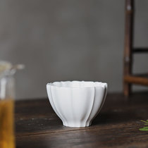 Ceramic hand-carved Master Cup Jingdezhen Kung Fu Tea Tea Tea Cup white porcelain cup shadow celadon Flower Mouth single Cup