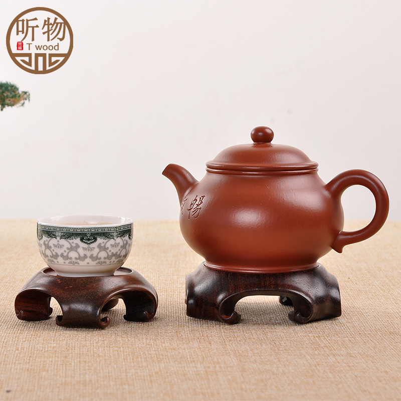 Red Wood Whole Material Round Incense Stove Base Vase Bonsai Tea Set Base Handicraft Pendulum Decorated with Purple Sand Teapot Base