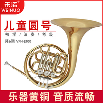 Weinuo Childrens French Horn Instrument B-flat VFH-E100 Brass Instrument Childrens Student French Horn Instrument