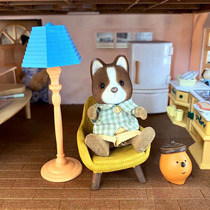 DIY cottage Villa 1:12 mini food play scene House mini floor lamp