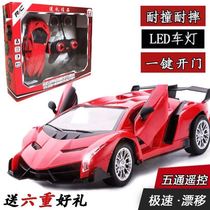 Childrens toys remote control car rechargeable one-button door open with light drift car racing boy electric toy