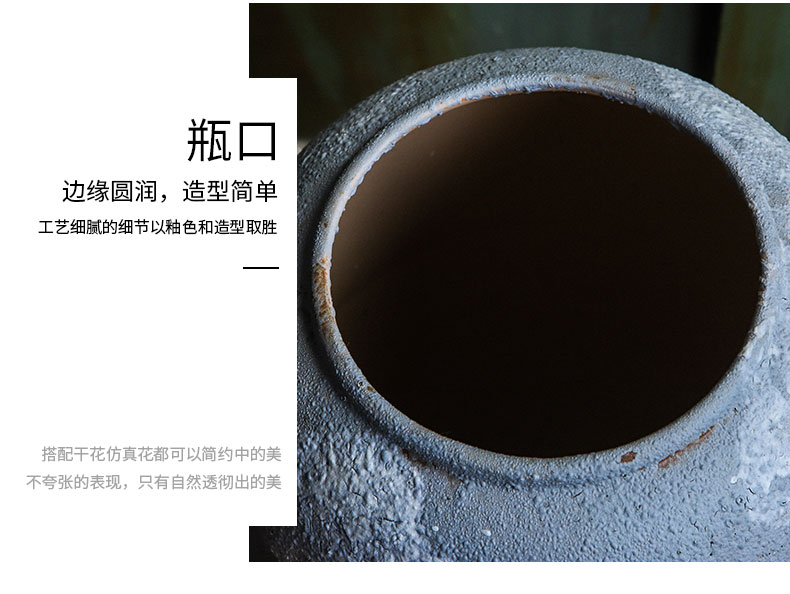 Jingdezhen ceramic coarse pottery vases, I and contracted landing dried flowers sitting room porch flower arranging creative furnishing articles to restore ancient ways