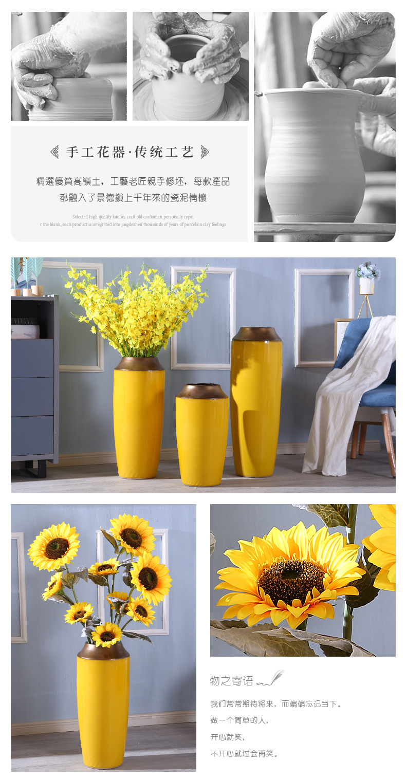 European Nordic light key-2 luxury office ceramic vase furnishing articles yellow creative contracted sunflowers ground decoration