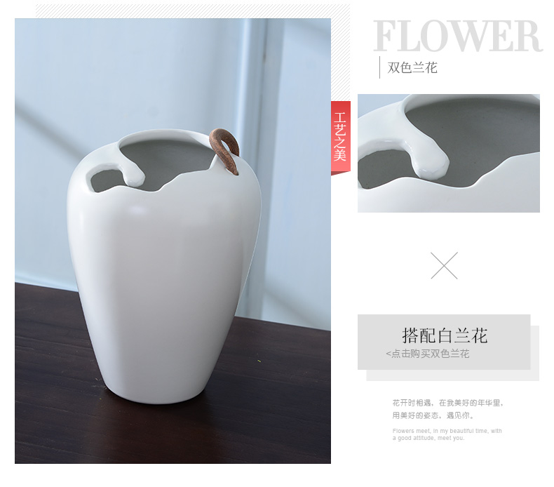 Lou qiao ou I and contracted white ceramic vase furnishing articles dried flower arranging flowers sitting room Nordic creative decoration