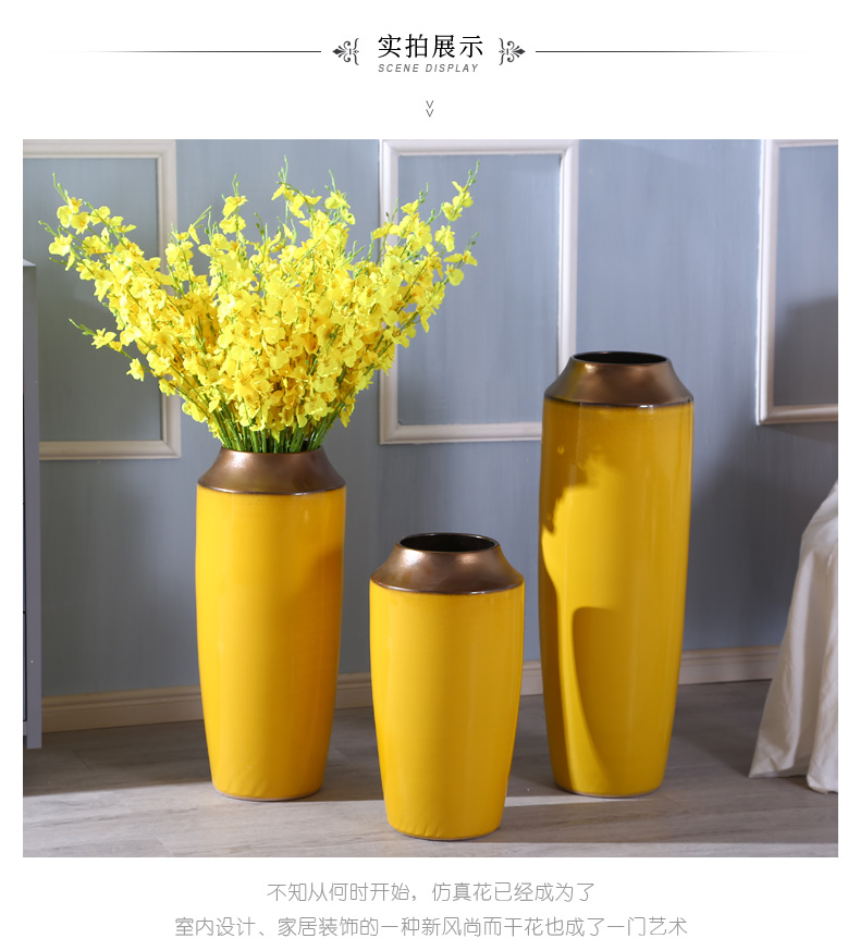 European Nordic light key-2 luxury office ceramic vase furnishing articles yellow creative contracted sunflowers ground decoration