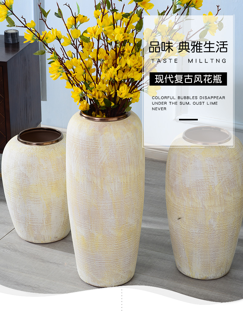 Working smart flower ceramic vase Nordic retro furnishing articles sitting room flower arranging ground TV ark, creative home decorations