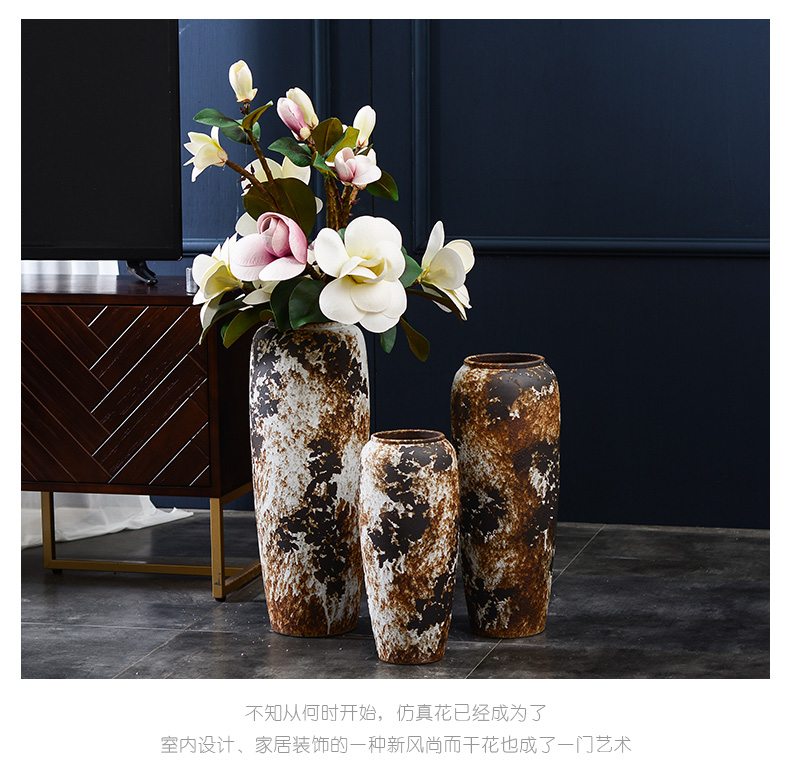 Lou qiao porch simulation brought large vases, flower arrangement sitting room be born place large earthenware jar flower implement retro nostalgia