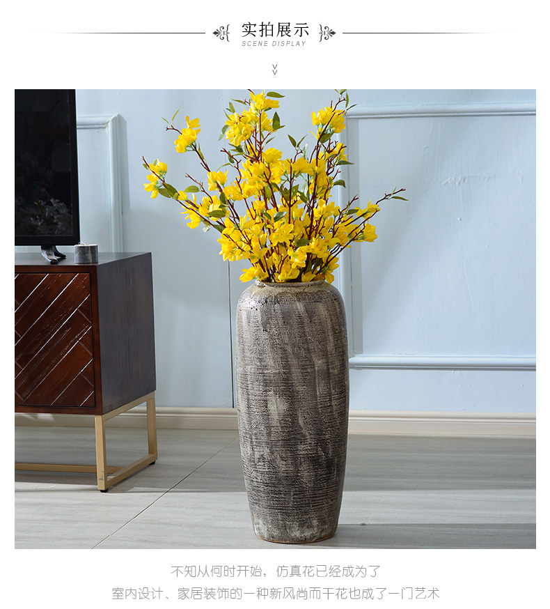 Put dried flowers sitting room art pottery vase furnishing articles creative retro literary move ground decorative ceramic bottle