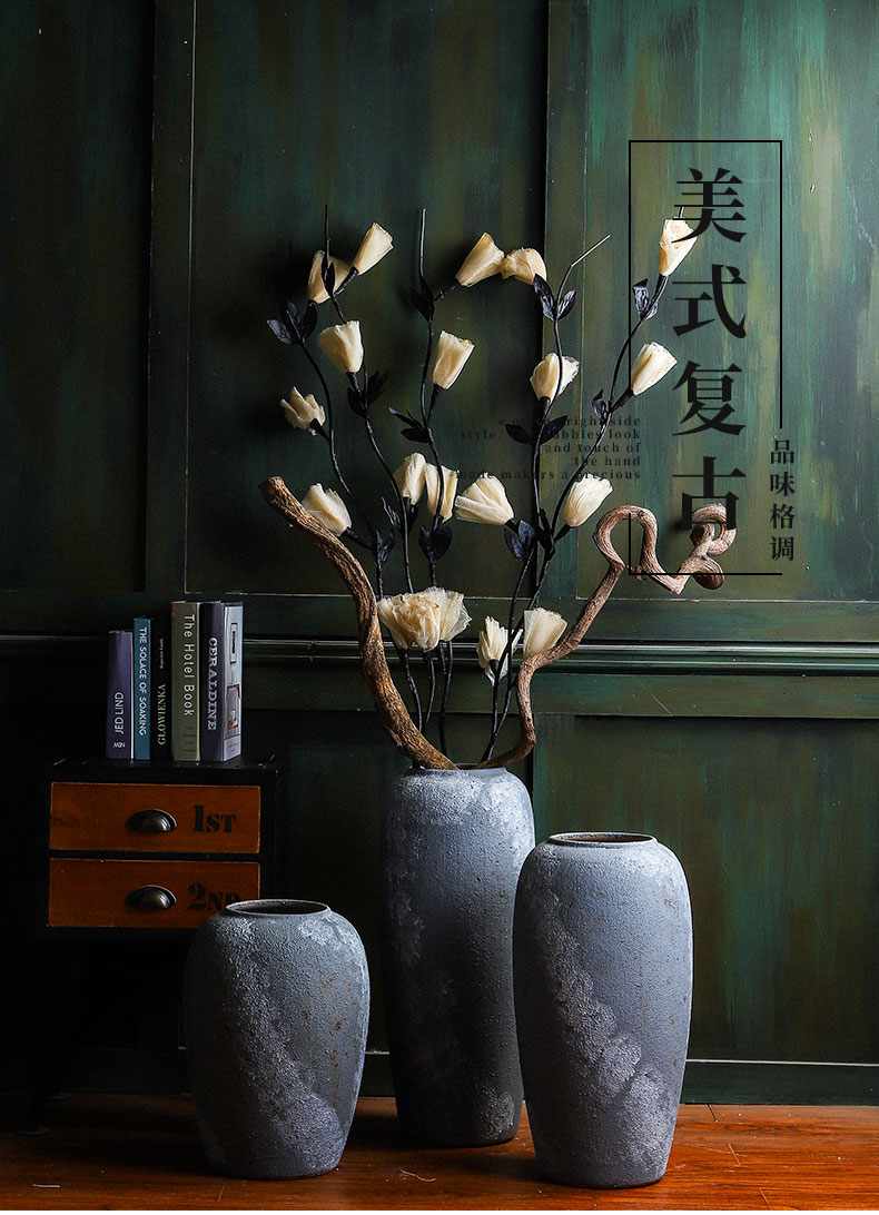 Jingdezhen ceramic coarse pottery vases, I and contracted landing dried flowers sitting room porch flower arranging creative furnishing articles to restore ancient ways