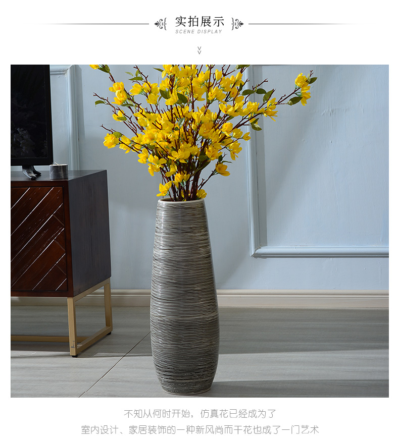 Hand made new Chinese vase furnishing articles sitting room zen black ceramic landing big character flower arranging flowers is restoring ancient ways