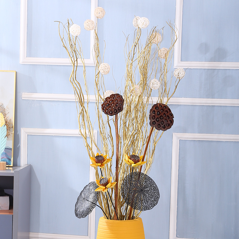 Trulugan branch dry flower tree living room with floor insert golden dragon willow vase Branches Wedding gongguan Xuanguan Partition Decorations-Taobao