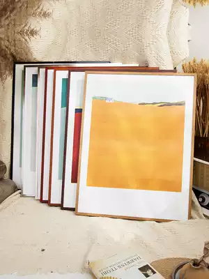 Wood grain aluminum alloy customized any size framed frame frame decorative metal photo frame hanging wall thin narrow edge poster