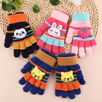 Children Gloves Winter Boy Warm Girl Five Finger Baby Half Finger Cartoon Cute Thickened Elementary School Children to Write Dual Use