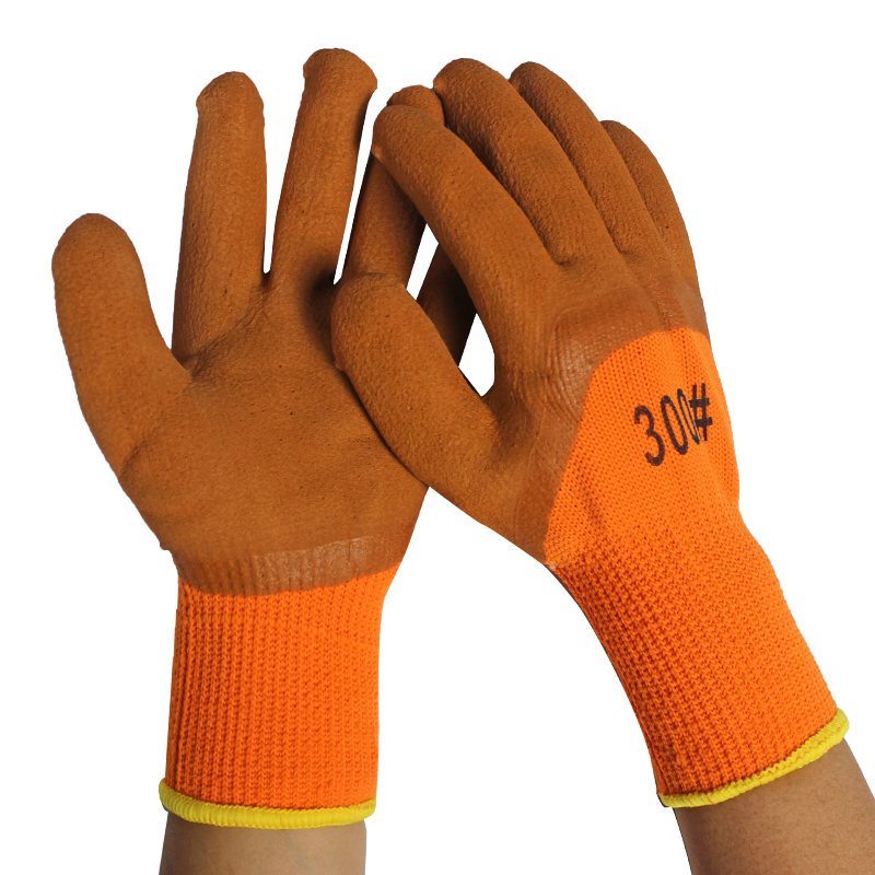 Gloves, labor protection, wear-resistant dipping rubber, waterproof and cold-proof, plus velvet, warm and thickened men's construction site work, rubber rubber rubber work