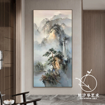 Welcome pine pure hand-painted oil painting living room decoration painting new Chinese style landscape pine tree scenery acrylic texture porch hanging painting