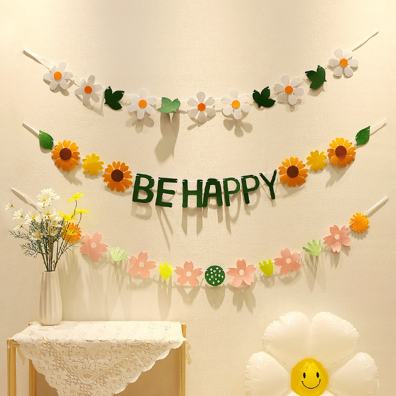 Korean ins wind net red flag pull flower booth forest birthday decoration party props background wall scene layout