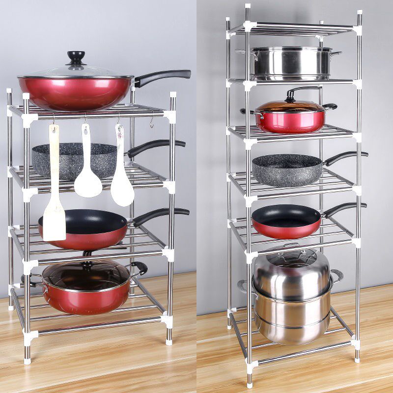 Multi-layer stainless steel kitchen rack floor-to-ceiling pot rack washbasin storage layer rack put basin shelf kitchen utensils rack
