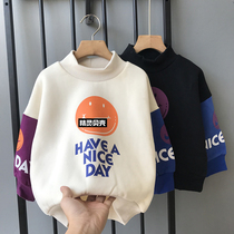 Childrens winter velvet thickened semi-high collar sweater Korean version of fashion small and medium childrens clothing cartoon inner jacket jacket